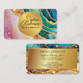 シックなスパークリーグリッターゴールデンレインボインアゲートグラマー 名刺 (正面/裏面)