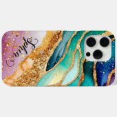 シックなスパークリーグリッターゴールデンレインボインアゲートグラマー Case-Mate iPhoneケース (裏面 (横))