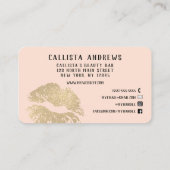 シックなスパークリー金ゴールドグリッターリップメイクアップアーティスト 名刺 (裏面)