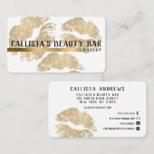 シックなスパークリー金ゴールドグリッターリップメイクアップアーティスト 名刺 (正面/裏面)