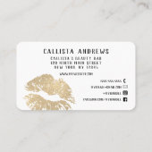 シックなスパークリー金ゴールドグリッターリップメイクアップアーティスト 名刺 (裏面)