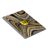 シックなスパークルグリッター大理石アートグレー金ゴールドモノグラム ノートブック (右側)