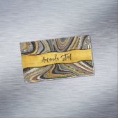 シックなスパークルグリッター大理石アートグレー金ゴールドモノグラム マグネット名刺 (インサイチュ)