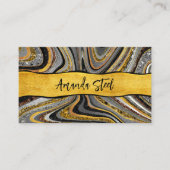 シックなスパークルグリッター大理石アートグレー金ゴールドモノグラム 名刺 (正面)