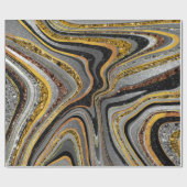 シックなスパークルグリッター大理石アートグレー金ゴールドラッピング ラッピングペーパー (フラット)