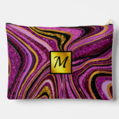 シックなスパークルグリッター大理石アートピンク金ゴールドモノグラム アクセサリーポーチ (裏面)