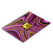 シックなスパークルグリッター大理石アートピンク金ゴールドモノグラム ノートブック (左側)