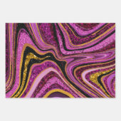 シックなスパークルグリッター大理石アートピンク金ゴールド ラッピングペーパーシート (正面)