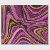 シックなスパークルグリッター大理石アートピンク金ゴールド ラッピングペーパー (フラット)