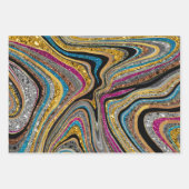 シックなスパークルグリッター大理石アートブルーピンク ラッピングペーパーシート (正面)