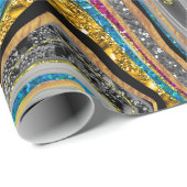 シックなスパークルグリッター大理石アートブルーピンク ラッピングペーパー (ロールコーナー)