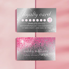 シックなスパークルピンクのメイクアップと髪のロイヤリティカード 名刺