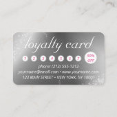 シックなスパークルピンクのメイクアップと髪のロイヤリティカード 名刺 (裏面)