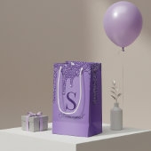 シックなスパープルパープルグリッタードリップスモノグラム スモールペーパーバッグ