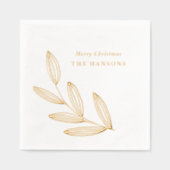 シックなスプラウト手描き植物学 箔ナプキン (正面)