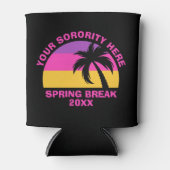 シックなスプリングブレークパーティーホットピンクブラックビーチ 缶クーラー (正面)