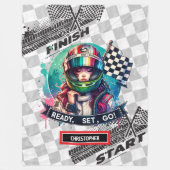 シックなスポーツカーブランケットリトルレーサーガール誕生日 フリースブランケット (正面)