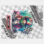 シックなスポーツカーブランケットリトルレーサーガール誕生日 フリースブランケット (正面(横))