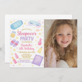 シックなスリーポバー誕生日招待状と写真 招待状 (正面/裏面)