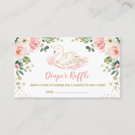 シックなスワンプリンセス赤面金ゴールドフローラおむつラッフル エンクロージャーカード (正面)