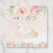 シックなスワン赤面ピンクフローラベビーシャワー誕生日 フェイバータグ (裏面)