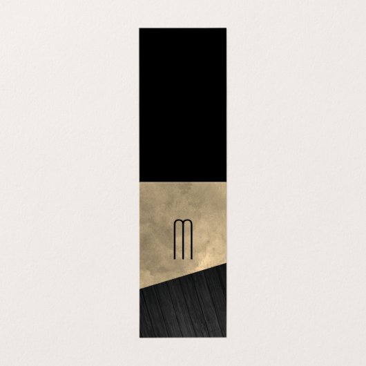 シックなセピアウォーターカラーウッドモノグラム 名刺 (外部フラット)