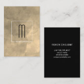 シックなセピアウォーターカラーモノグラム 名刺 (正面/裏面)