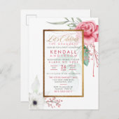 シックなセリースガウアッシュバラフローラ卒業 インビテーションポストカード (正面/裏面)