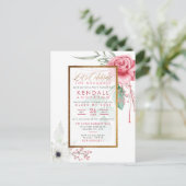 シックなセリースガウアッシュバラフローラ卒業 インビテーションポストカード (スタンド正面)