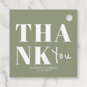 シックなセージはっきりしたグリーンサンキューウェディングパーティー フェイバータグ (裏面)
