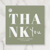 シックなセージはっきりしたグリーンサンキューウェディングパーティー フェイバータグ (正面)