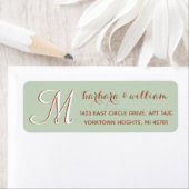 シックなセージカスタムグリーン2色モノグラムラベル ラベル (インサイチュ)