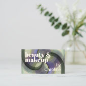 シックなセージグリーンバイオレットラベンダーパープルアートパターン 名刺 (スタンド正面)