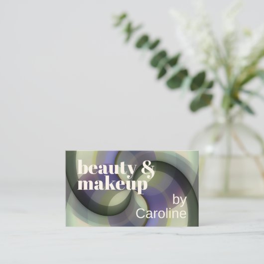 シックなセージグリーンバイオレットラベンダーパープルアートパターン 名刺 (スタンド正面)