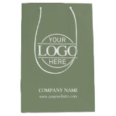 シックなセージ企業のグリーン会社のロゴ ミディアムペーパーバッグ (正面)