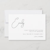 シックなセージ書道フラワーガールプロポーズカード サンキューカード (裏面)