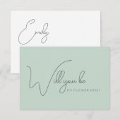 シックなセージ書道フラワーガールプロポーズカード サンキューカード (正面/裏面)