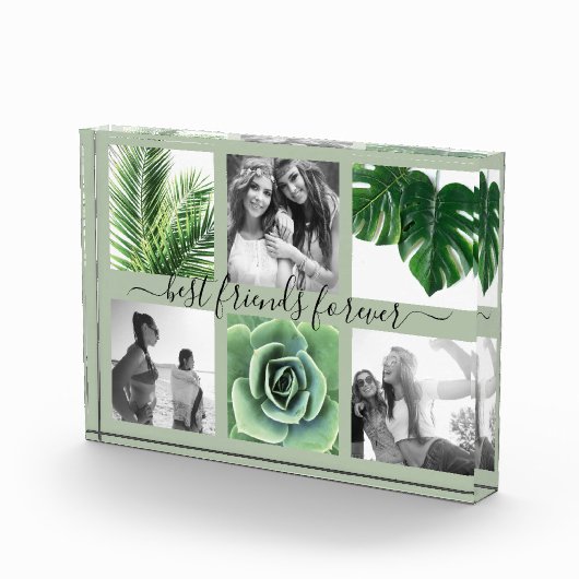 シックなセージ最高のグリーンフレンズ永遠の写真コラージュ フォトブロック (右)