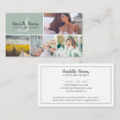 シックなセージ結婚グリーンの写真家コラージュ 名刺 (正面/裏面)