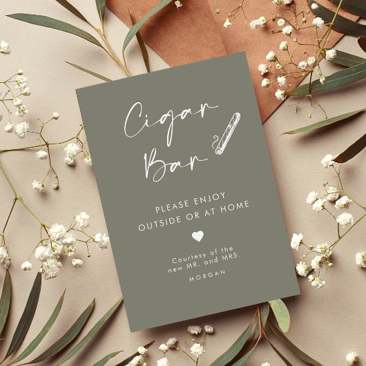 シックなセージ緑のお気に入りシガーバー結婚ズサイン ポスター