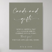 シックなセージ緑のカードとギフト結婚の好意のサイン ポスター (正面)
