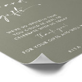 シックなセージ緑のカードとギフト結婚の好意のサイン ポスター (角)