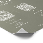 シックなセージ緑のバーシグネチャードリンク結婚ズの看板 ポスター (角)