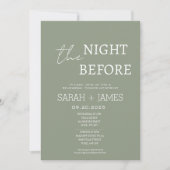 シックなセージ緑のリハーサルディナーの前の夜 招待状 (正面)