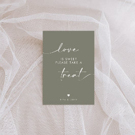 シックなセージ緑の愛は甘いキャンディ結婚のサイン ポスター