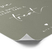 シックなセージ緑の愛は甘いキャンディ結婚のサイン ポスター (角)