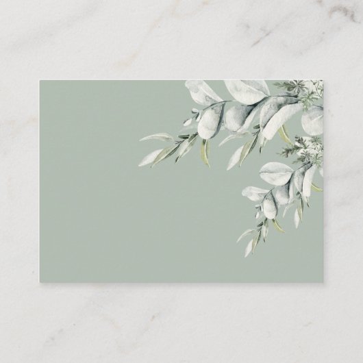 シックなセージ緑の森の動物おむつラッフル エンクロージャーカード (裏面)