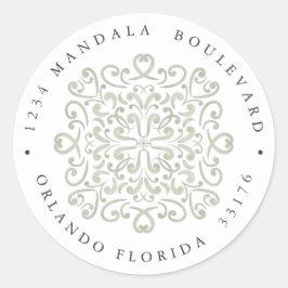 シックなセージ緑の結婚タイル差出人住所 ラウンドシール