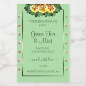 シックなセージ緑の製品ラベルイエローローズジュエリー フードラベル (シングルラベル)