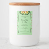 シックなセージ緑の製品ラベルイエローローズジュエリー フードラベル (正面)